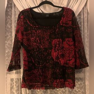 Kiara Red and Black Lace Blouse